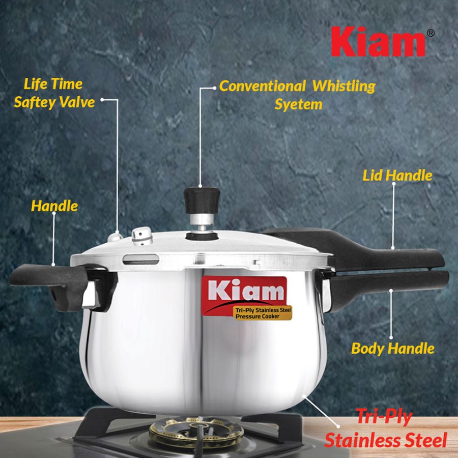 Tri-Ply Outer Lid Pressure Cooker Belly Shape 5.5 L - Image 4