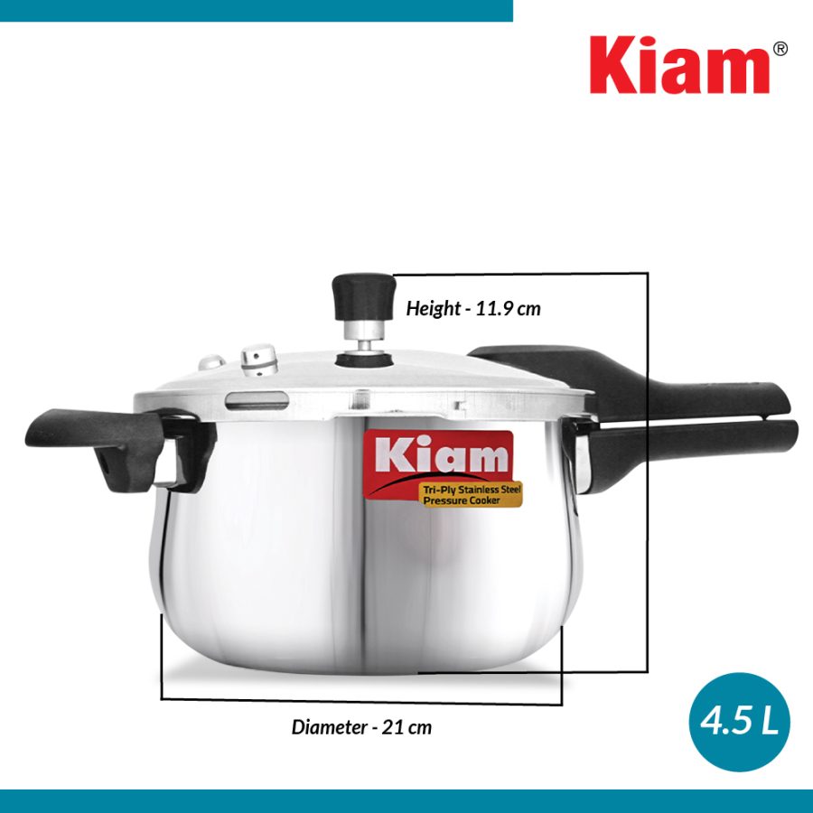 Tri-Ply Outer Lid Pressure Cooker Belly Shape 4.5 L - Image 6