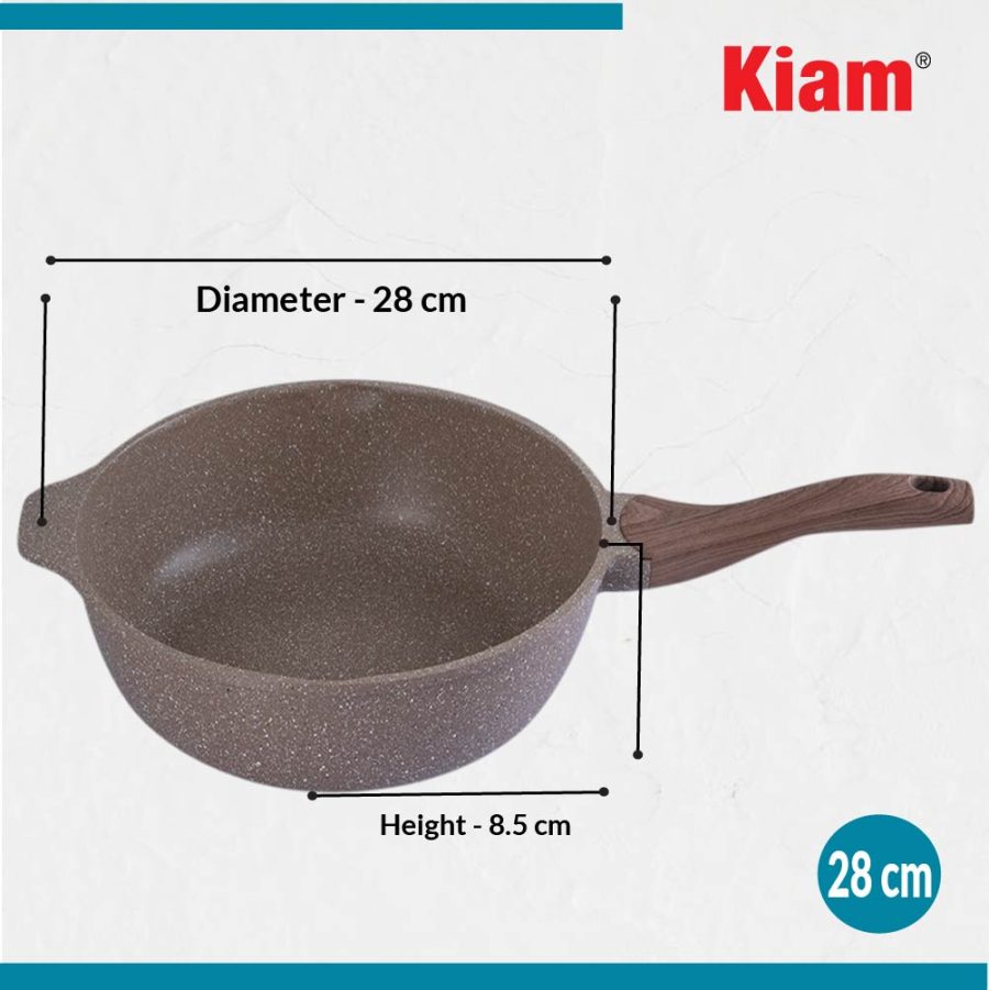 Die Casting Deep Frypan Light Biscuit - 28 cm - Image 4