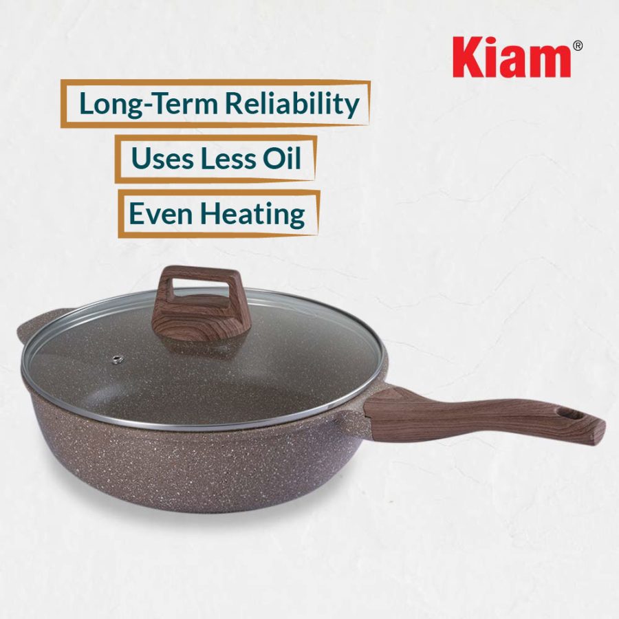 Die Casting Deep Frypan Light Biscuit - 28 cm - Image 2